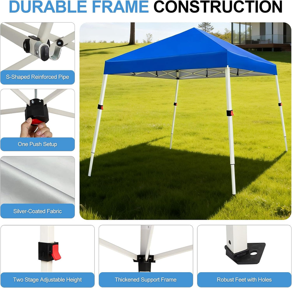 WEIZE 10x10 Slant Legs Pop Up Canopy Tent, 1-Button Push Setup Canopy Tent, A...