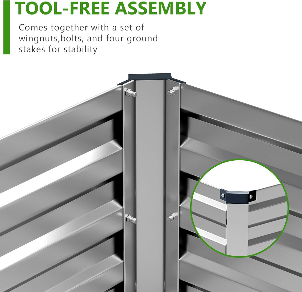 2PCS 7x3x1ft Galvanized Raised Garden Bed,Outdoor Planter Box Metal Patio Kit...