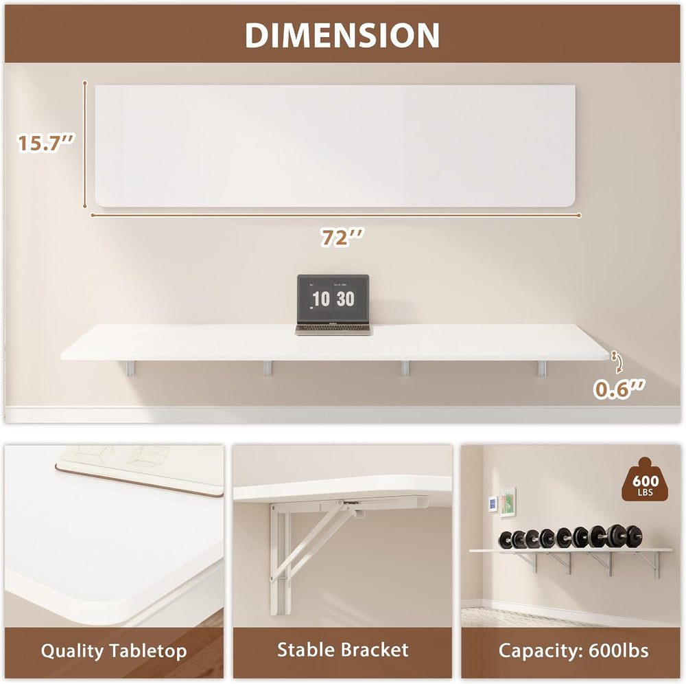 Dogsky Wall Mounted Folding Table 72x15.7 in - 600LB Capacity