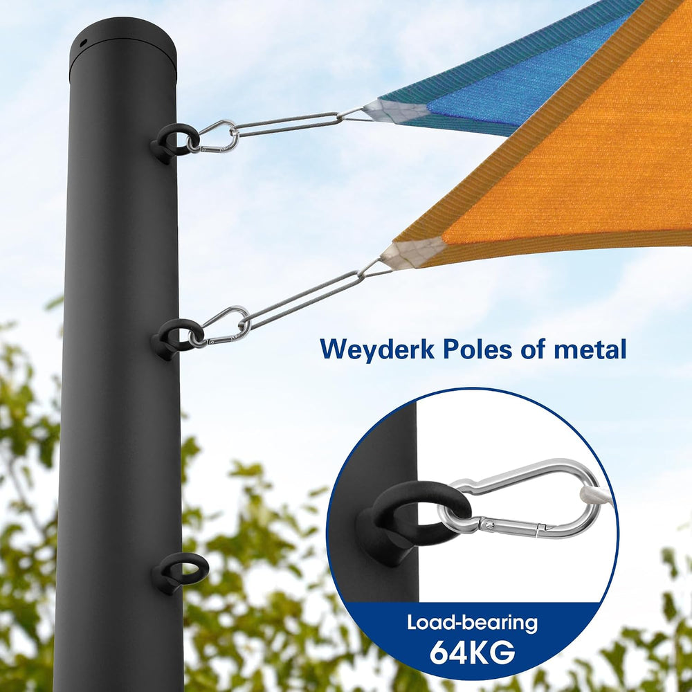 10ft Sun Shade Pole, 3" Diameter Heavy Duty Metal, Black Shade Sail Pole...