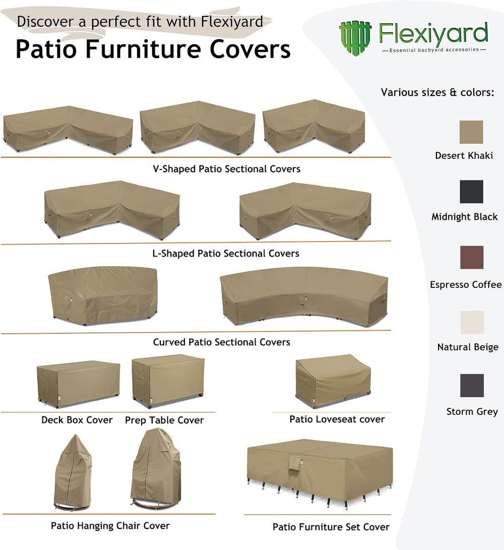 Curved Patio Furniture Cover for Outdoor Sectional Sofa, 190"(128")...