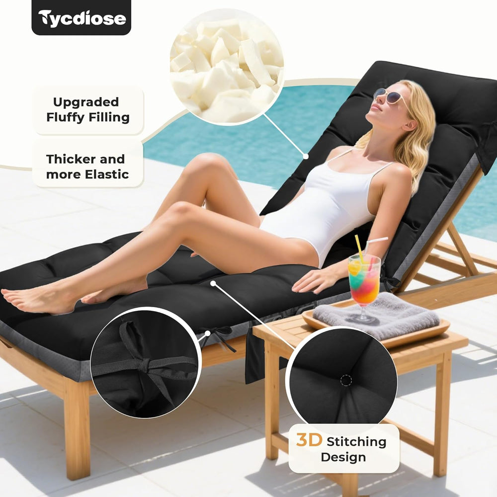 Outdoor Lounge Chair Cushion, Waterproof Replacement Chaise Lounge Cushions f...