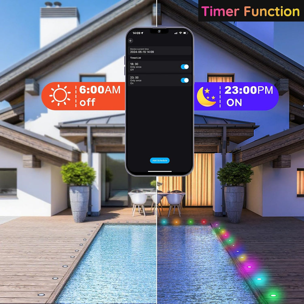 Recessed LED Deck Lights Kit, 6 Pack Φ1.77 WiFi Pixel RGBW+IC Multicolor