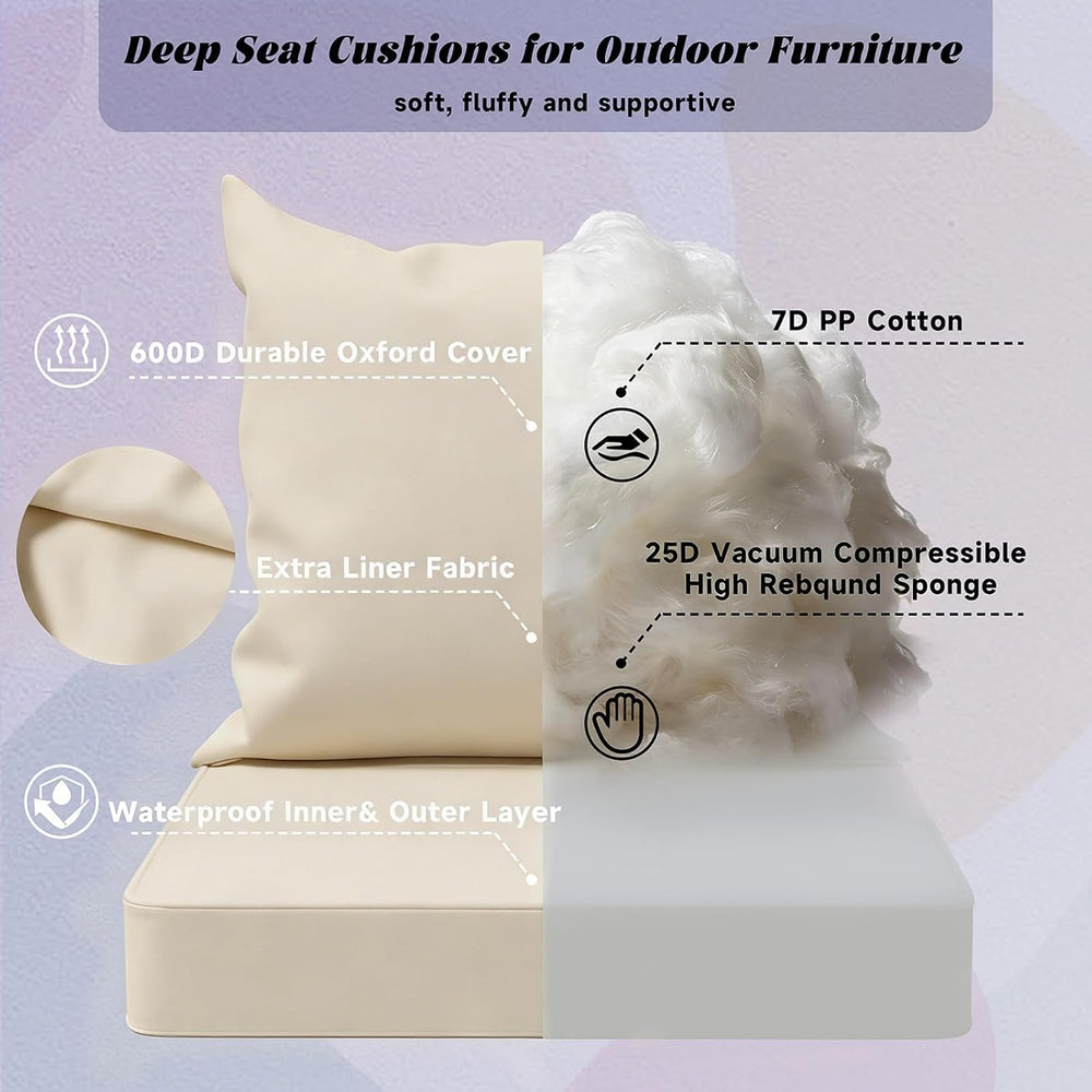 Outdoor Cushions 24x24 Inch, Waterproof Fade Resistant, 2 Covers, White