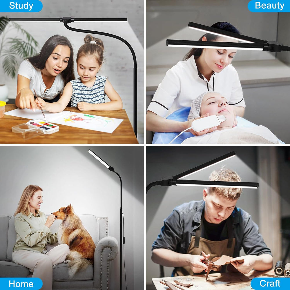LED Floor Lamp, 18W/2000LM Bright Reading Floor Lamp for Office with Double H...