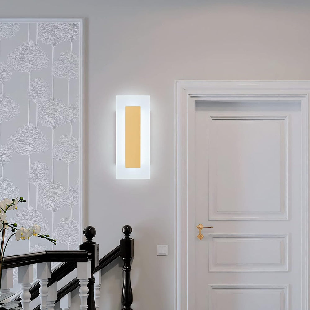 LMQNINE Modern LED Acrylic Gold Wall Sconce White Light 6000K for Bedroom Cor...