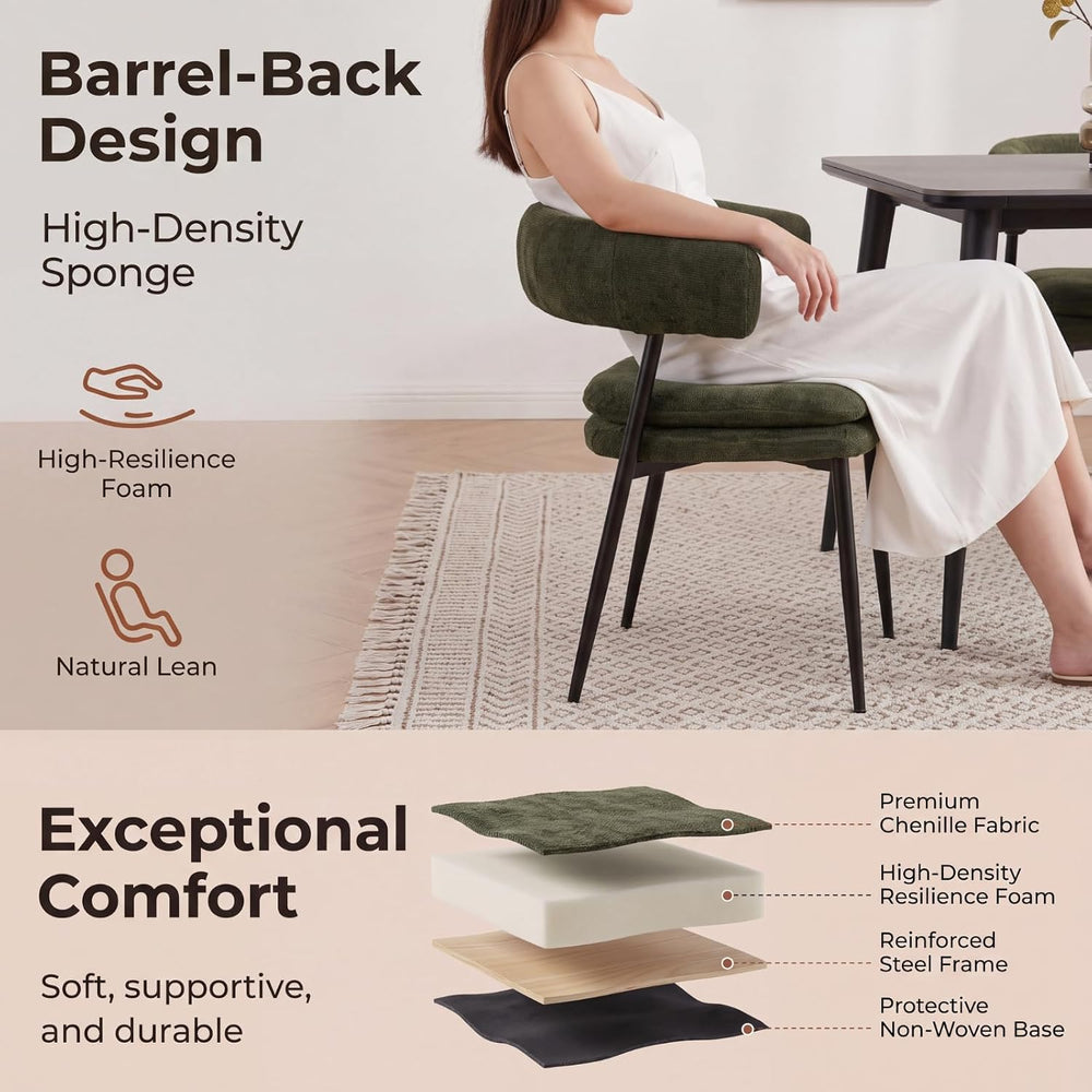 EALSON Upholstered Dining Chairs Set of 6 Modern Fabric Dining Room Chairs wi...