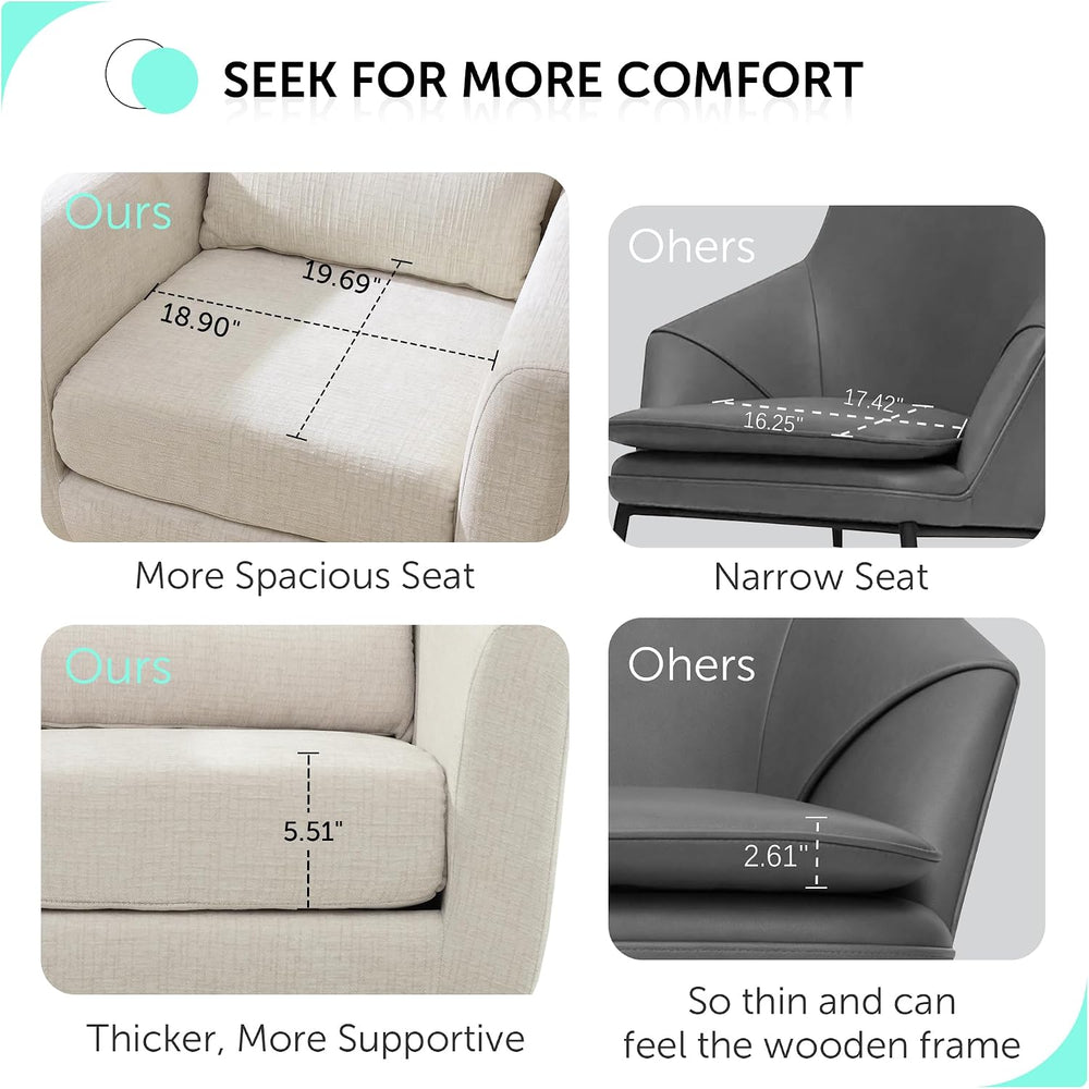 Dolonm Accent Chair for Living Room, Mid-Century Arm Chair with Pillow Backre...