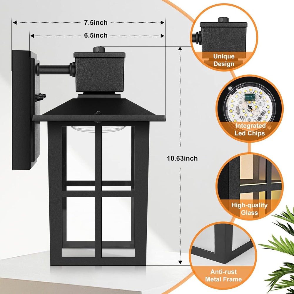 Brightever LED Outdoor Wall Lights, 10W 3000K/4000K/6500K Selectable, 800LM H...