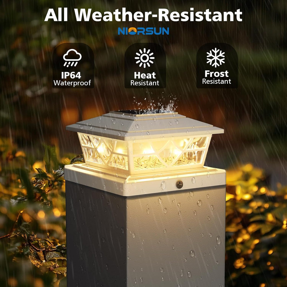 NIORSUN 4x4 Post Solar Lights,Solar Post Lights with 2 Modes, 12 Pack White