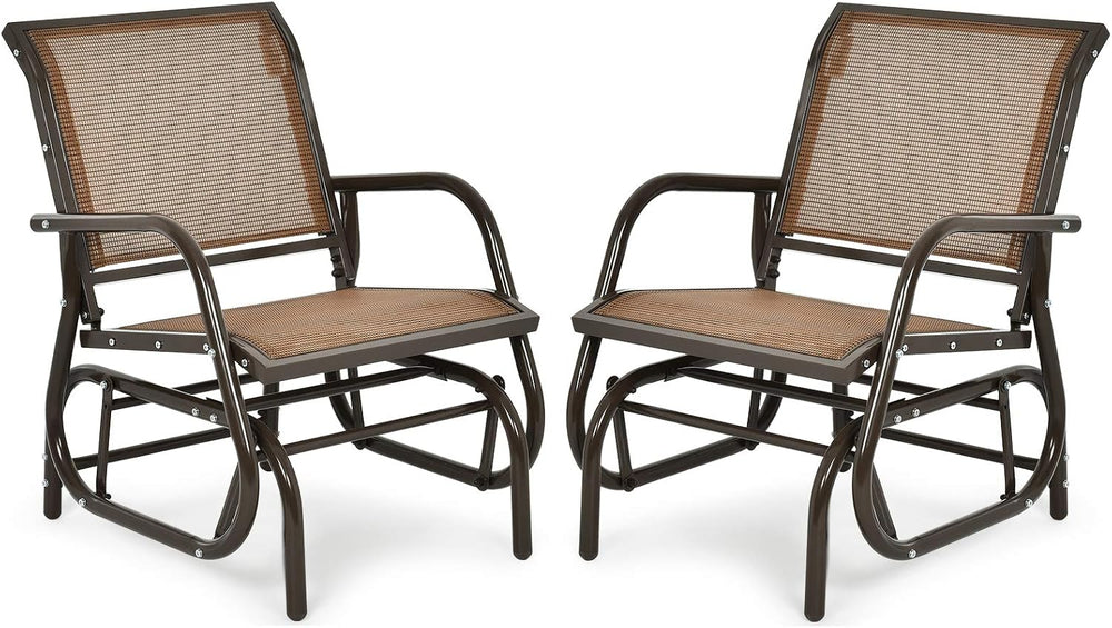 S AFSTAR Outdoor Patio Glider Chairs Set of 2, Porch Glider Swing with Breath...