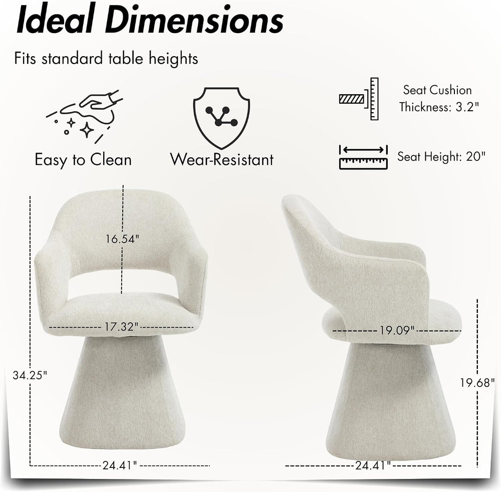 Hyfirm 360° Barrel Swivel Dining Chair with Arms, Khaki Pattern, Set of 4