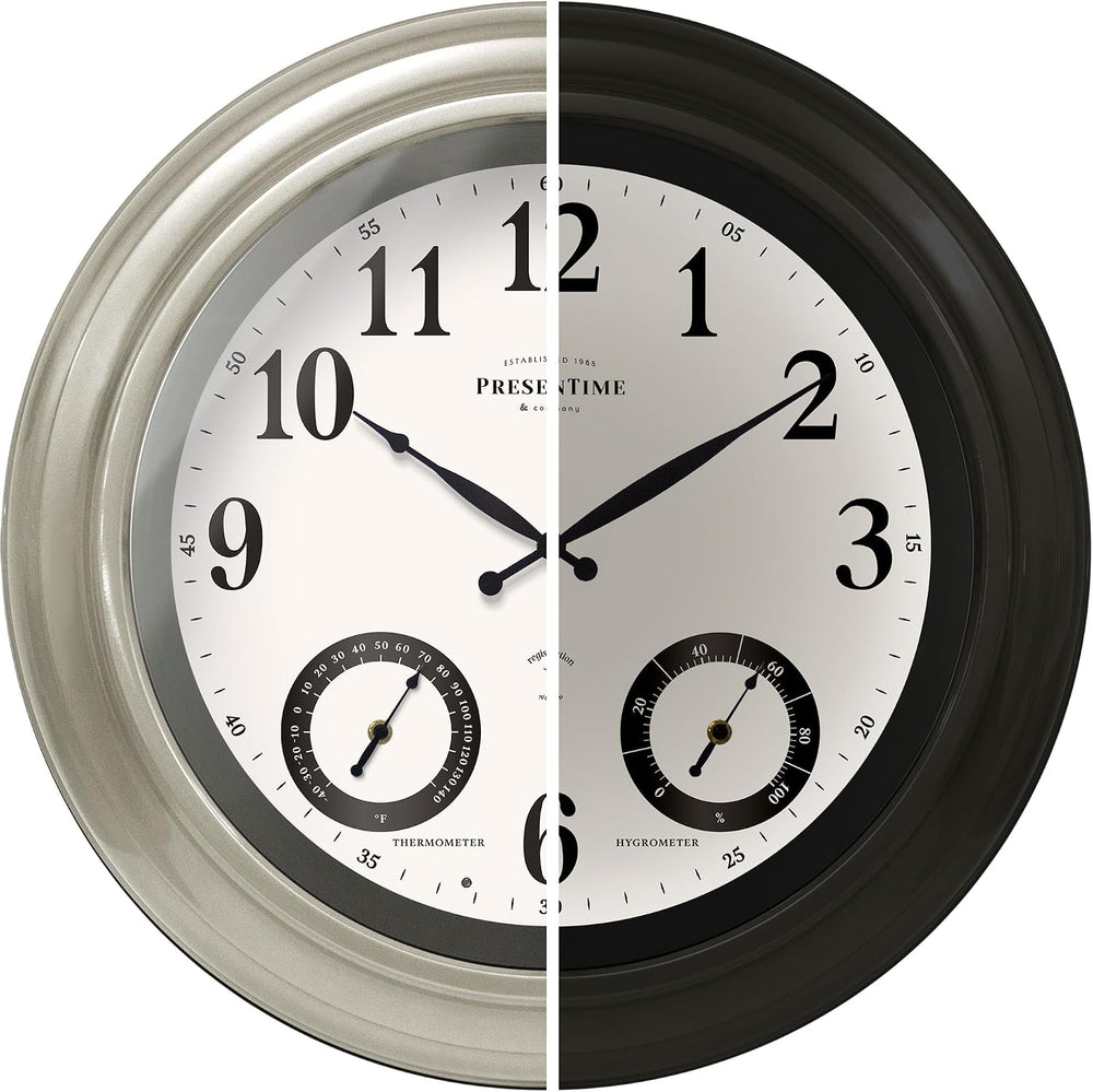 Presentime 24 inch Large Illuminated Waterproof Outdoor Clock