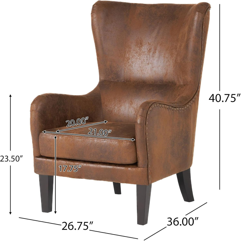 Mid-Century Modern Wingback Chairs Set of 2, Accent Club Chair with Nailhead ...