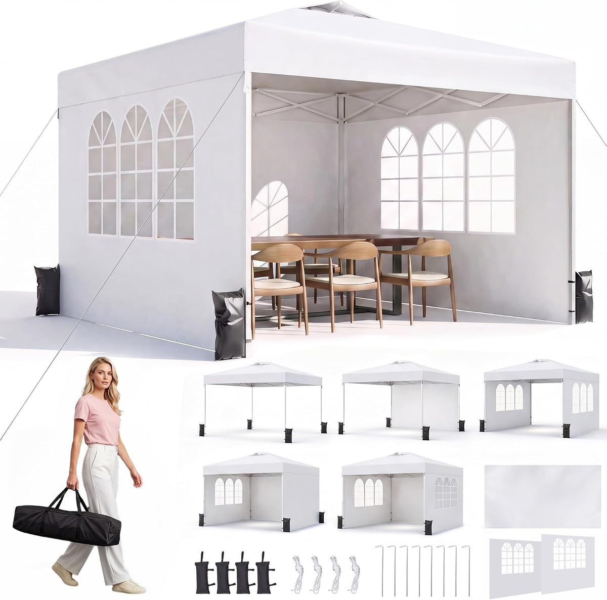 10x10 pop up canopy tent with 3 sidewalls, main product view