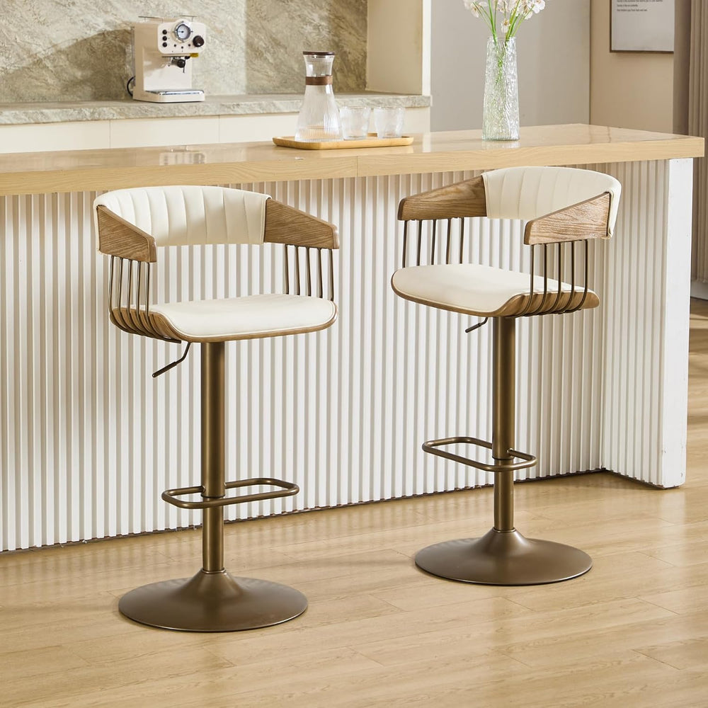 CIMOTA Swivel Adjustable Bar Stools Set of 2, Mid-Century Modern Counter Stoo...
