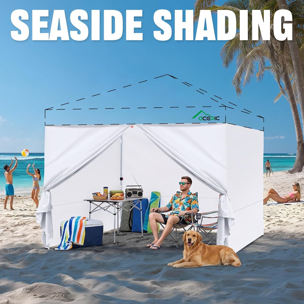 ACEPIC 10x10ft Sidewalls with Door for Canopy, Black(4PCS Sidewalls Only)