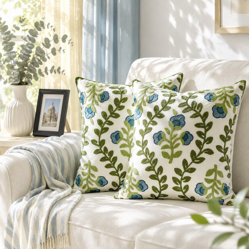 Alysheer Embroidered Decorative Throw Pillow Cover 20"x 20" Set of ...