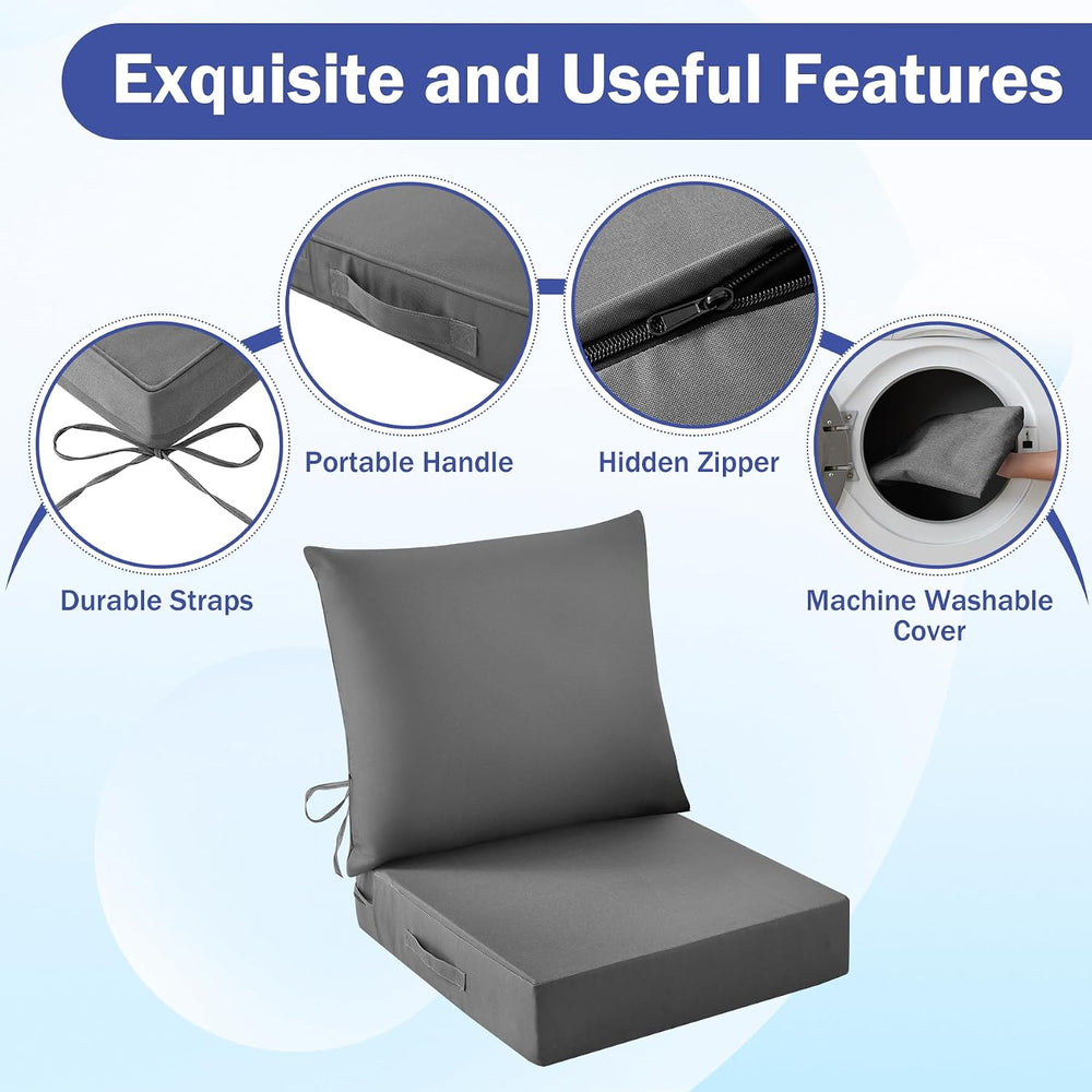 IASEAHK Outdoor Seat Cushion Set, Waterproof & Fade Resistant Patio Chair...