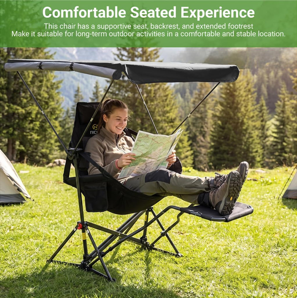 Nice C Hammock Camping Chair with Full-Cover Canopy & Footrest (1 Pack)