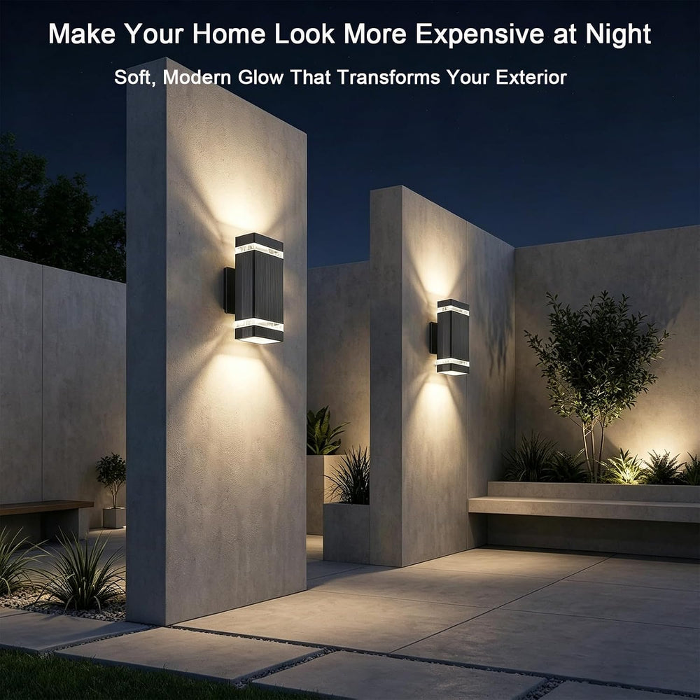 iYogaled Up and Down Outdoor Wall Lights, 2 Pack Black Modern Porch Lights
