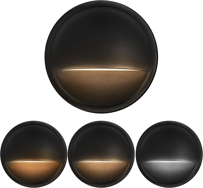 LED Low Voltage Deck Lights Outdoor Waterproof,6-Pack 3CCT Deck Lighting Fixtures Landscape Step,3W,12V-24V AC/DC Die-cast Aluminum Housing Fence Lamp Wired 2700K/3500K/5000K (Black)