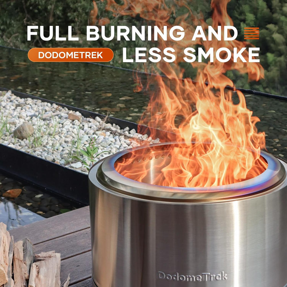 Smokeless Fire Pit, Portable Firepit Outdoor, 27 Inch Stainless Steel