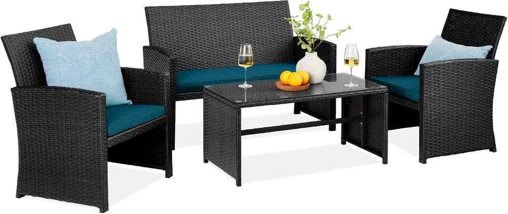 Best Choice Products 4-Piece Outdoor Wicker Patio Conversation Furniture Set ...