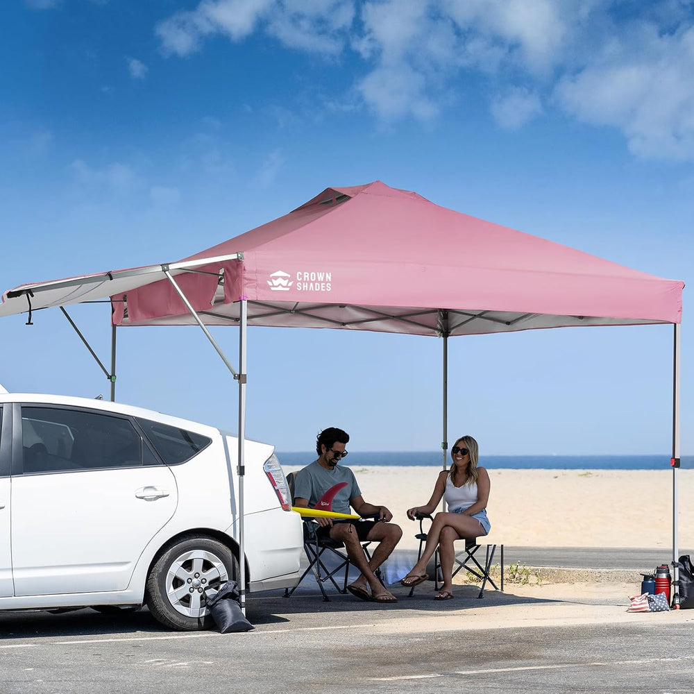 CROWN SHADES 10x10 Pop up Canopy with Adjustable Awning, Pink