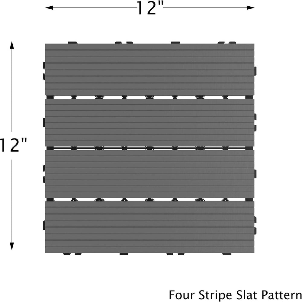 Interlocking Deck Tiles - 6-Pack Wood Plastic Composite Patio Tiles - Outdoor...