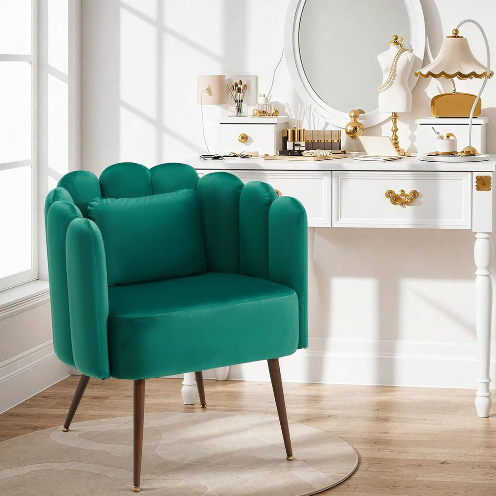 HOMREST Velvet Vanity Chair with Back,Mid-Century Modern Small Accent Chair f...