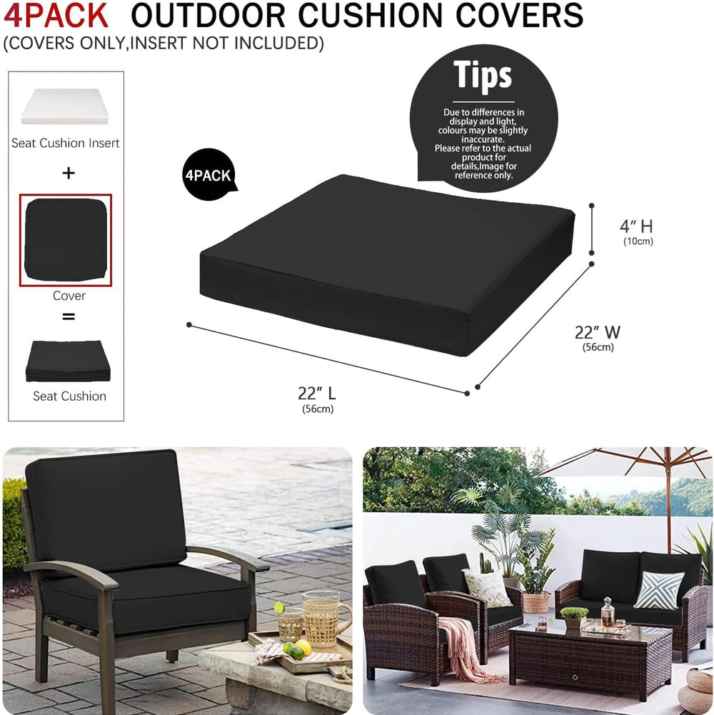 VAKADO Outdoor Patio Furniture Chair Cushion Replacement Covers Set of 4 Wate...