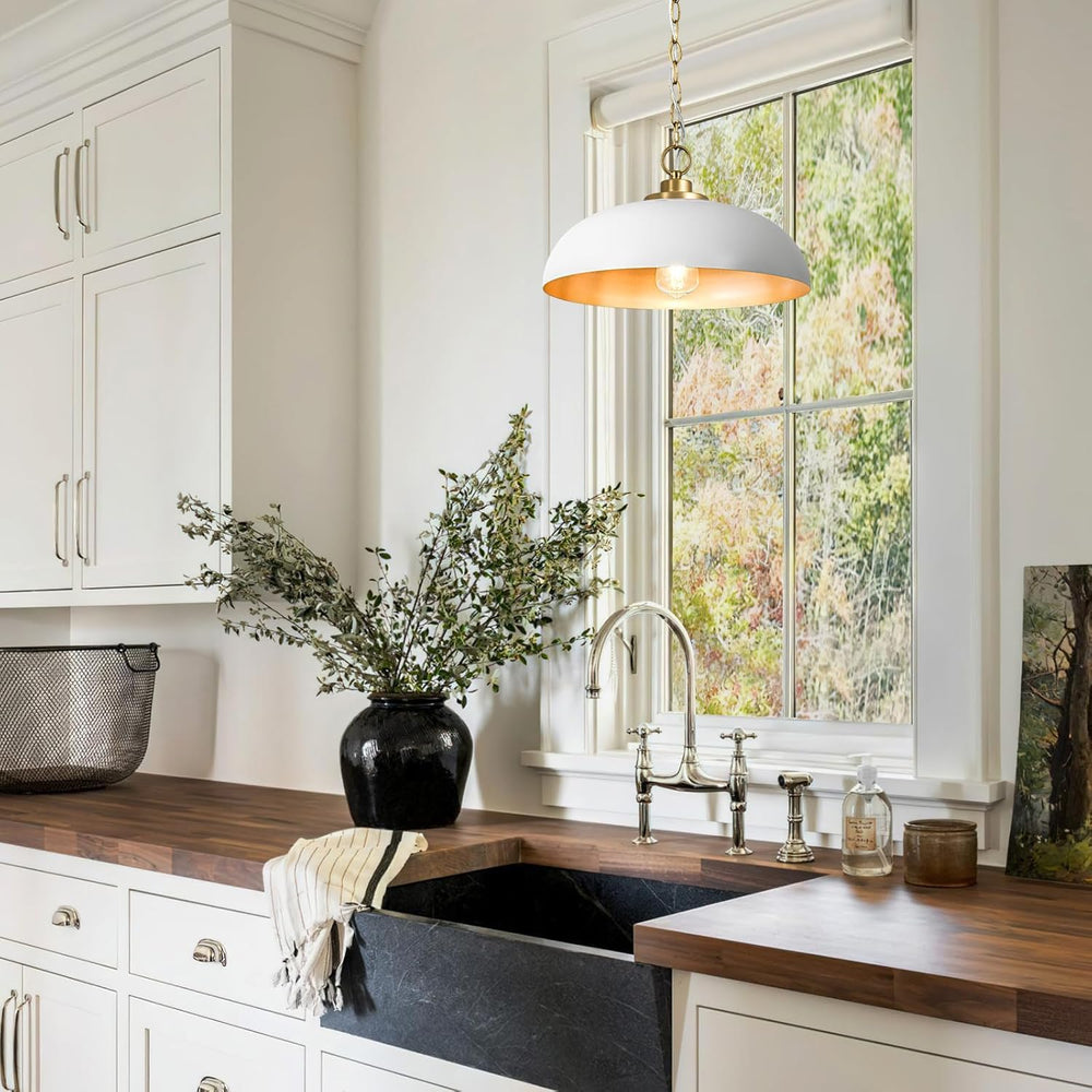 Lingkai 15.7" Pendant Light Fixtures, Farmhouse Pendant Lights Kitchen I...