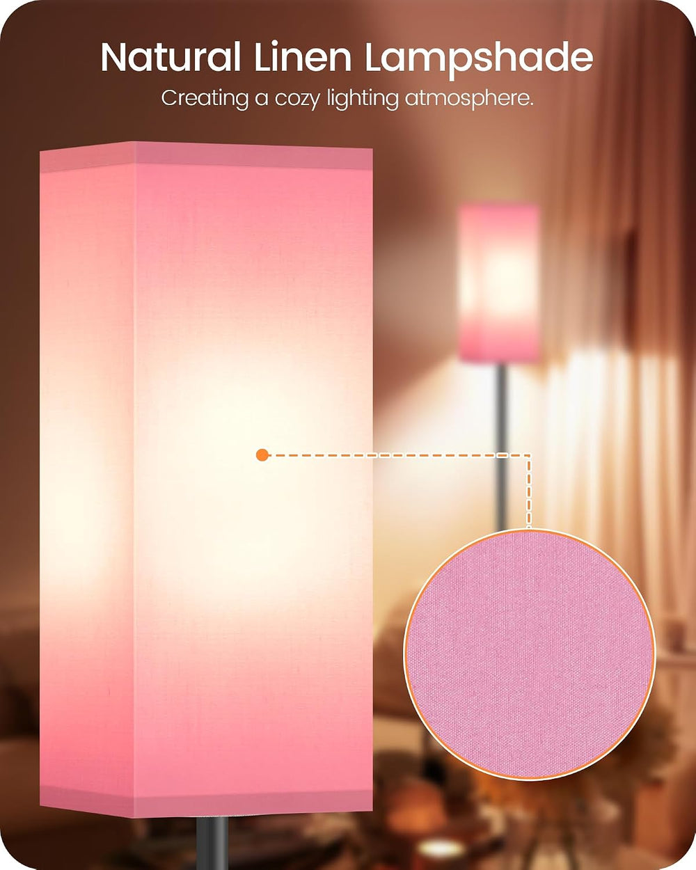 2 Pack Floor Lamp, Pole Lamp with Foot Switch, Modern Standing Lampshade, Min...