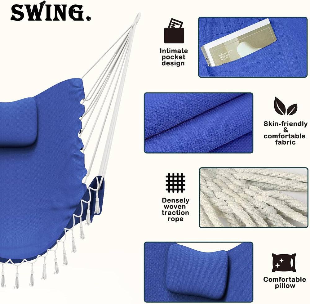 TOREVISIOR Hammock Chair with Stand, 350 lbs Swing Chair for Indoor Outdoor