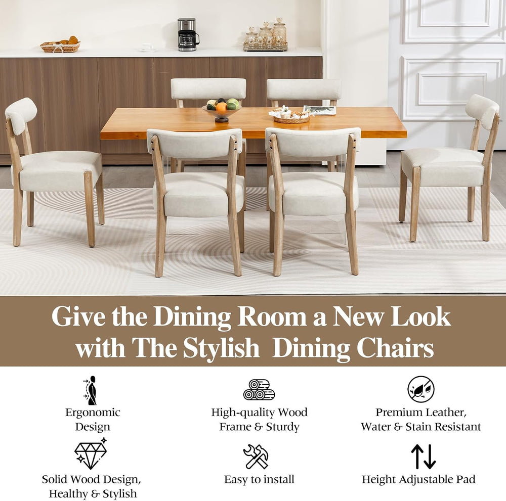 ZJhome Modern Dining Chairs Set of 2 – Mid-Century Modern Faux Leather Uphols...