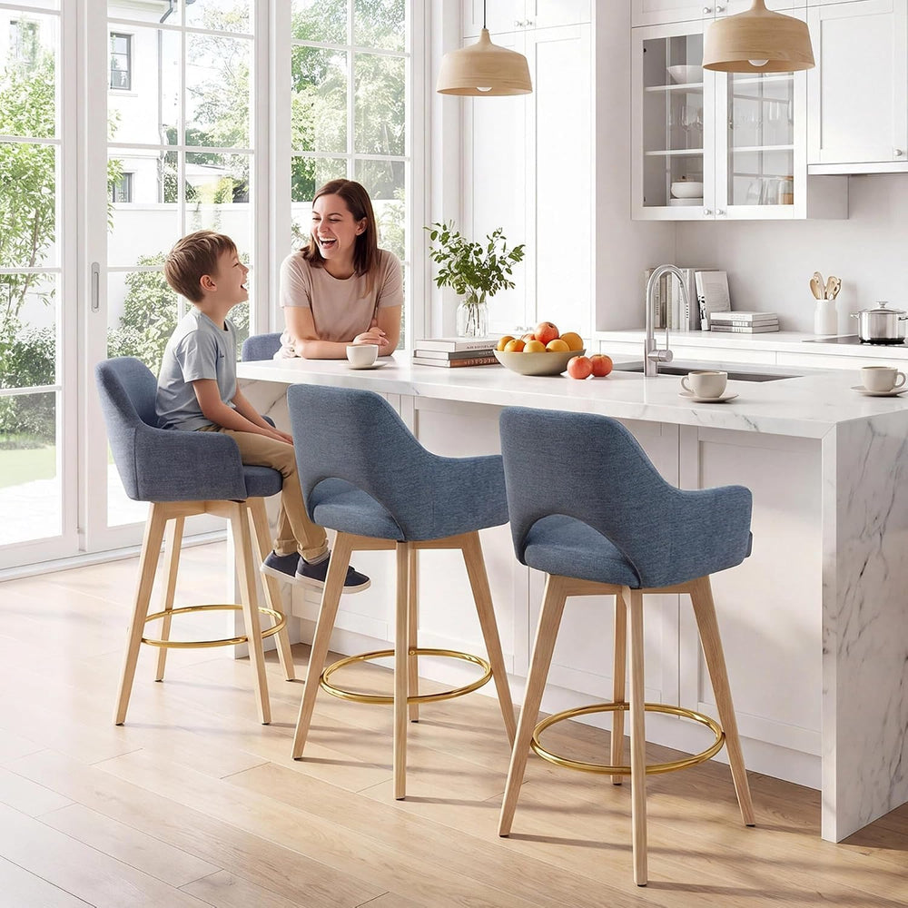Zesthouse Swivel Counter Stools Set of 4, Wooden Counter Height Bar Stools