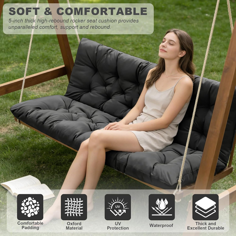 Porch Swing Cushions,Outdoor Cushions 3 Seater Replacement with Backrest, Wat...