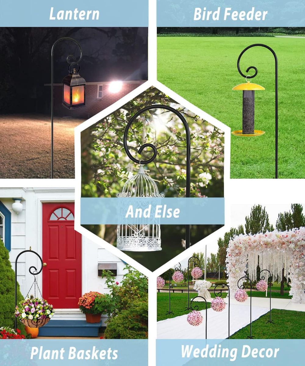 Artigarden Outdoor Shepherd Hooks 76 inch Tall for Bird Feeder (2 Packs), Adj...