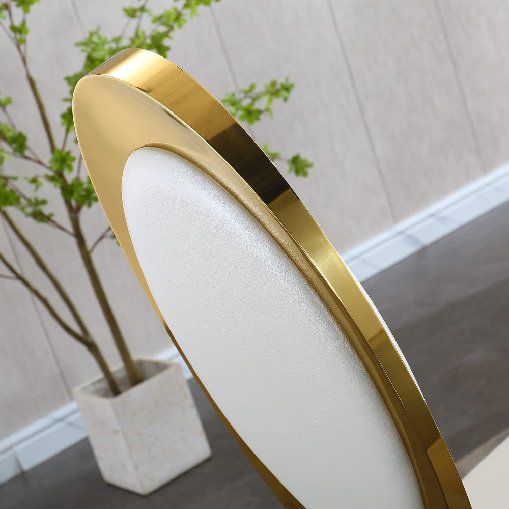SSLine Modern Luxury White Faux Leather Dining Chairs Set of 4 Gold Legs