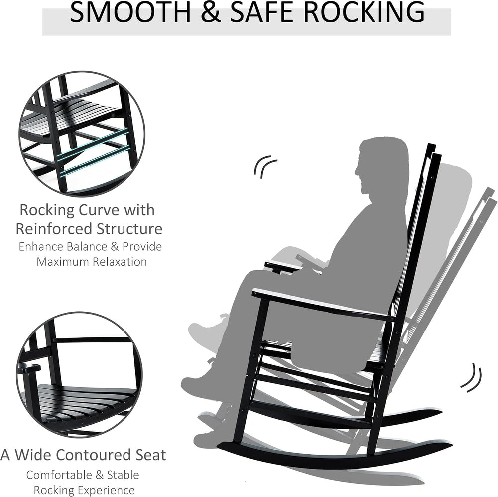 Outsunny Outdoor Rocking Chair High Density Wooden Rockers Black