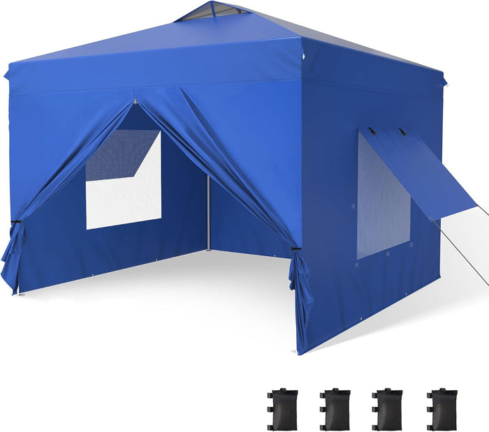 PHI VILLA 10x10 Pop Up Canopy Tent with Sidewalls, Easy Tents Instant Shade