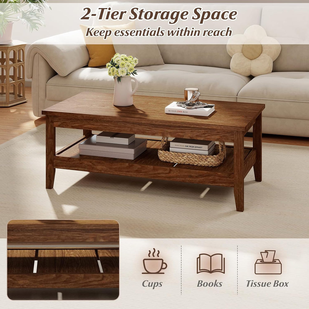 GIANTEX Mid Century Modern Coffee Table, 47" Wood Center Table