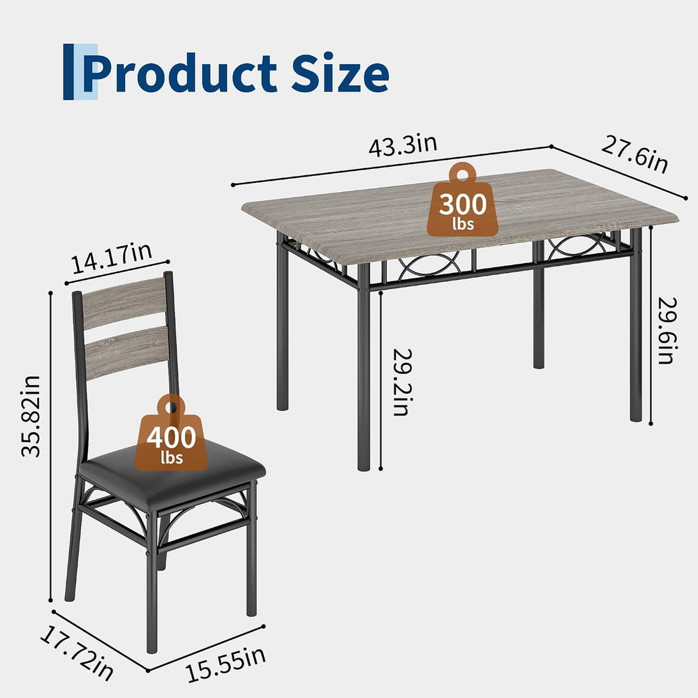 IDEALHOUSE Rectangular Kitchen Table and Chairs Set for 4, 5 Piece Dining Tab...