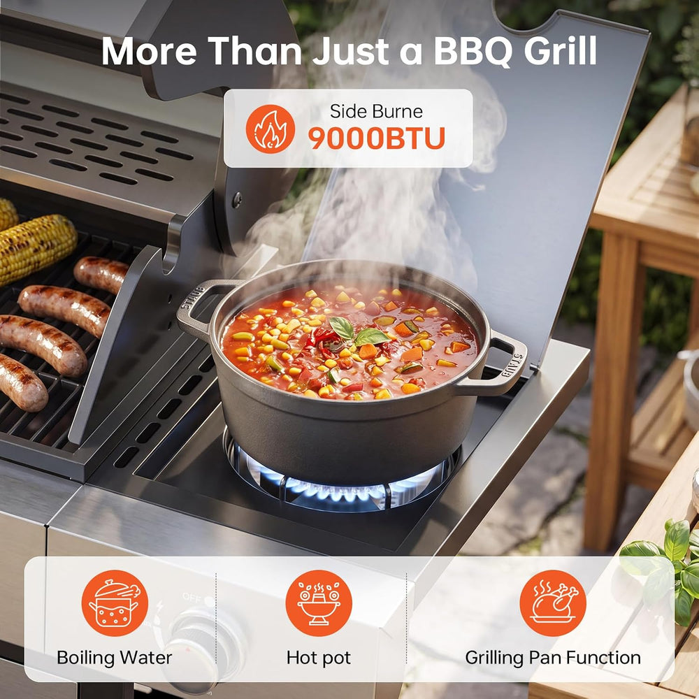 LazySunsets 4-Burner Propane Grill 49,000 BTU Stainless Steel,Silver