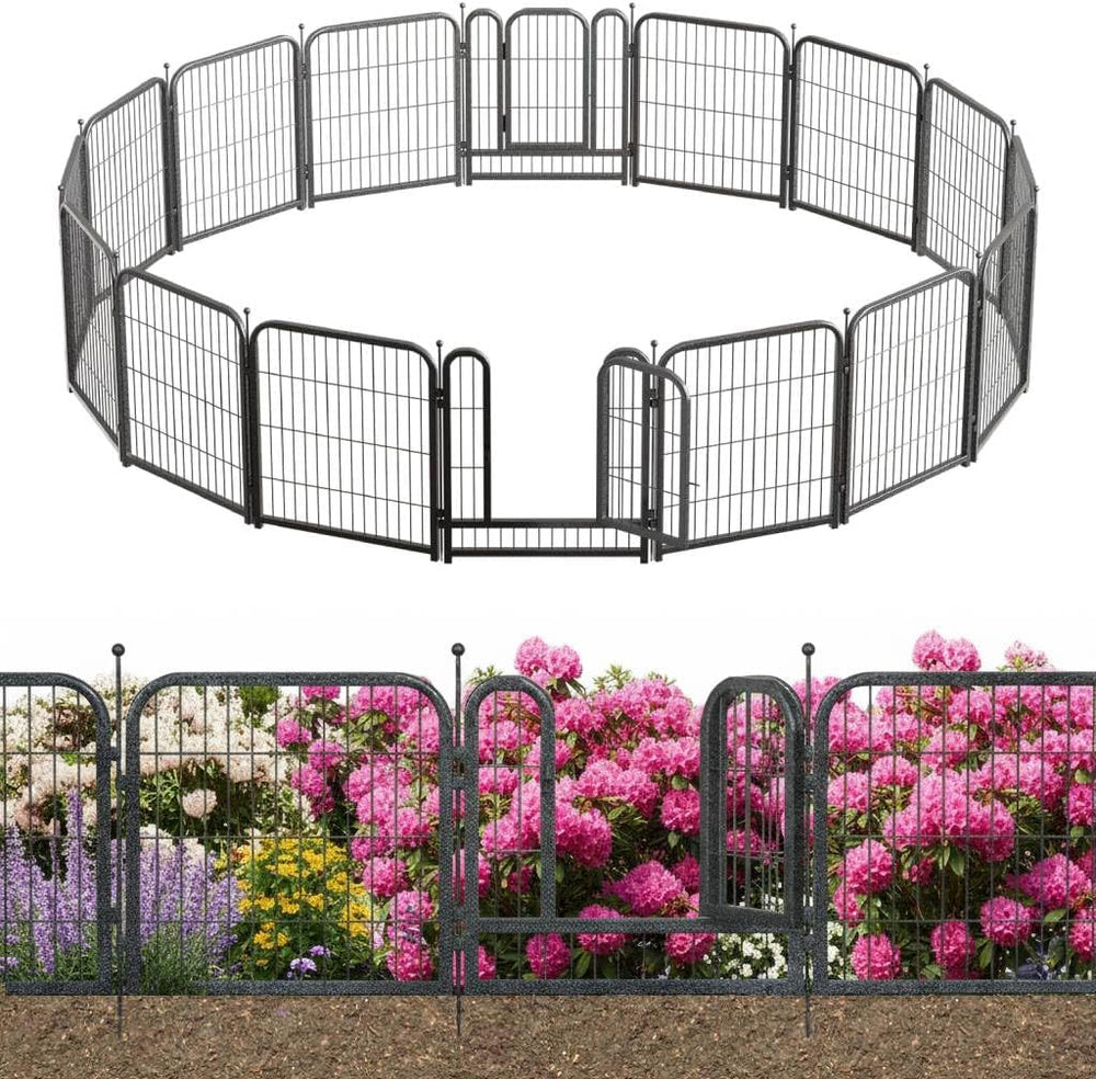 Decorative Garden Fence 36ft (L)×32in (H) with 14 Panels 2 Gate Outdoor, No D...