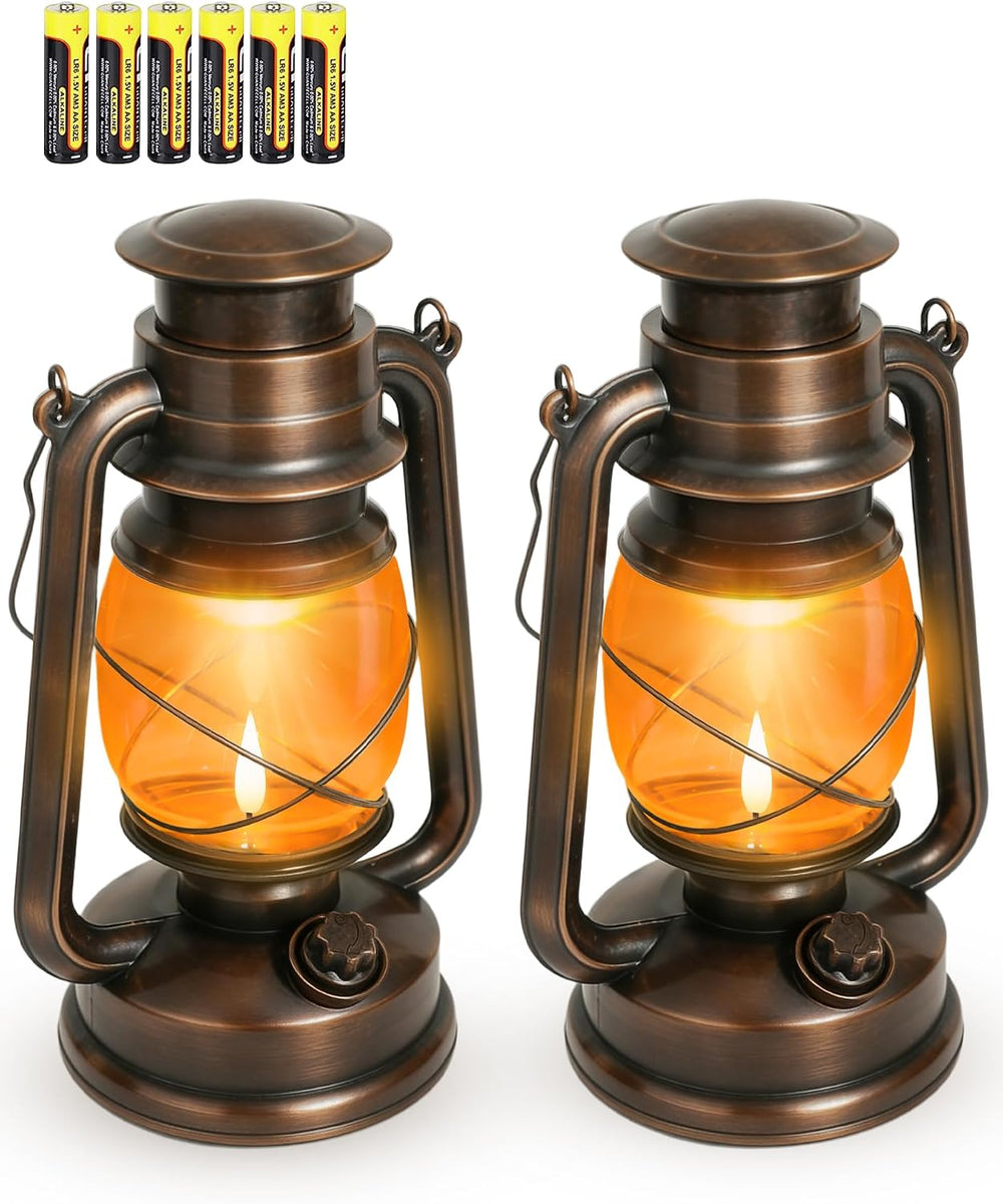2 Pack Battery Operated Vintage Hanging Lanterns, IP65 Waterproof