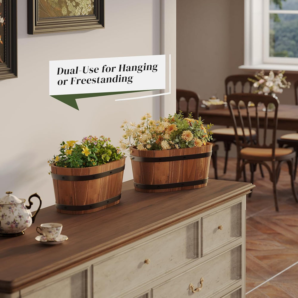 Railing Planters, 2‑Pack Hanging Flower pot, plant window hanger Bucket Pot