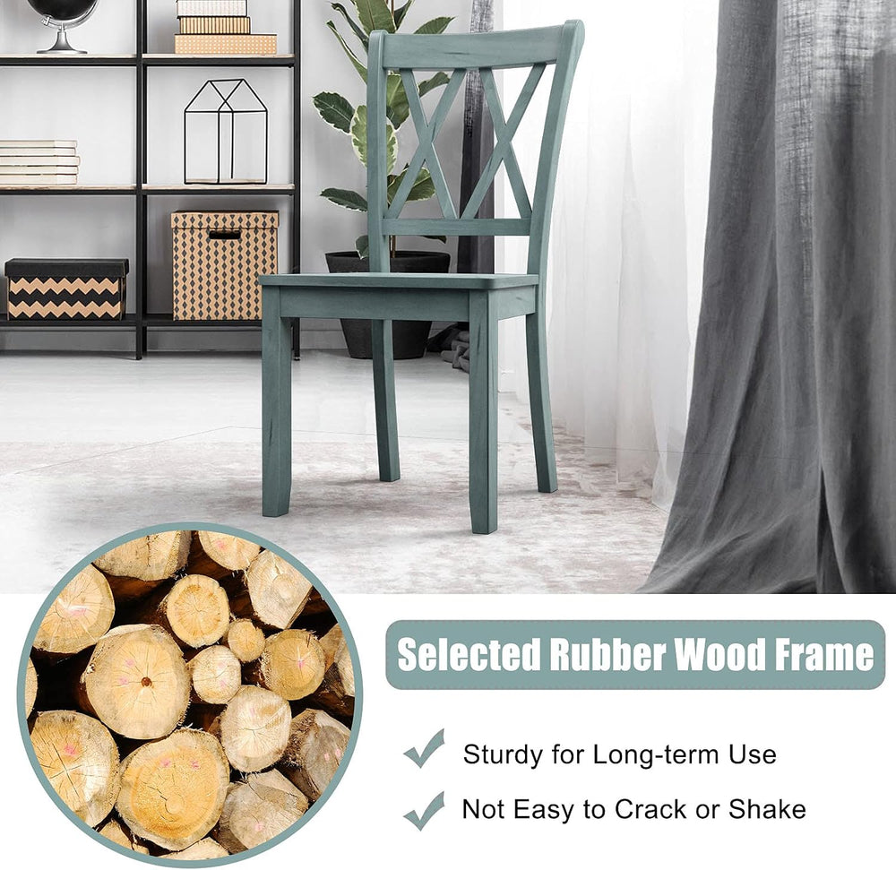 GIANTEX Set of 4 Dining Chairs, Rubber Wood Dining Room Chair, Farmhouse Dini...