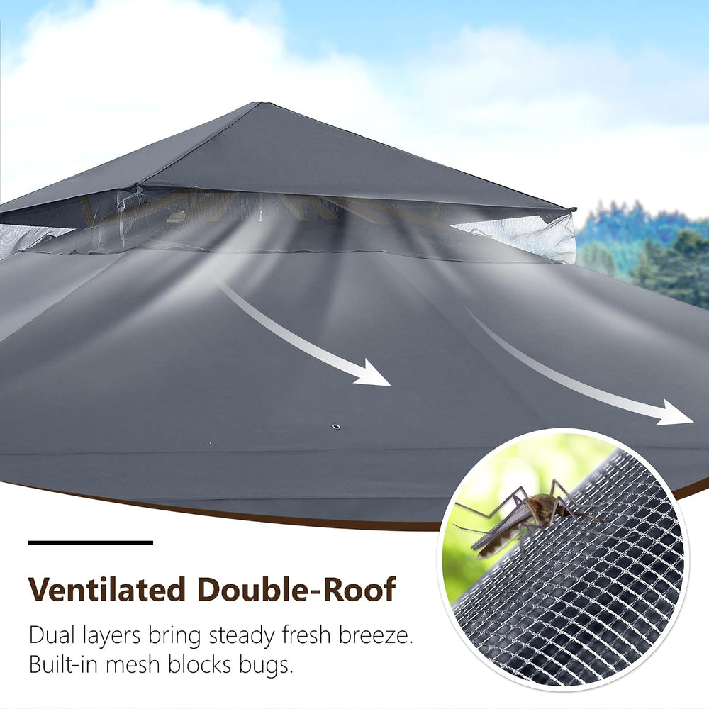 MASTERCANOPY 11x11 ft Stable Patio Gazebo with Netting Walls, Dark Gray